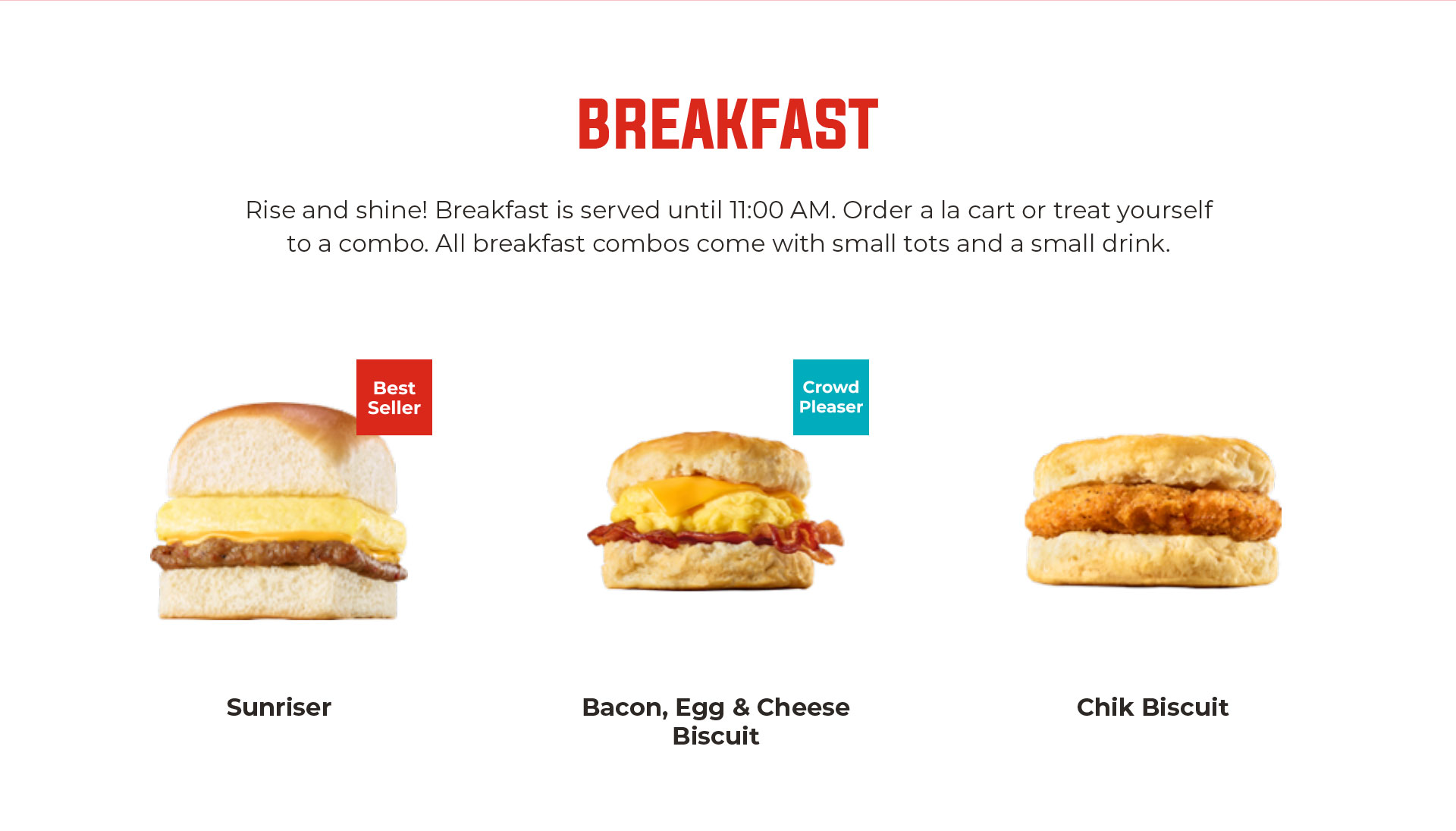 Image of the breakfast menu.