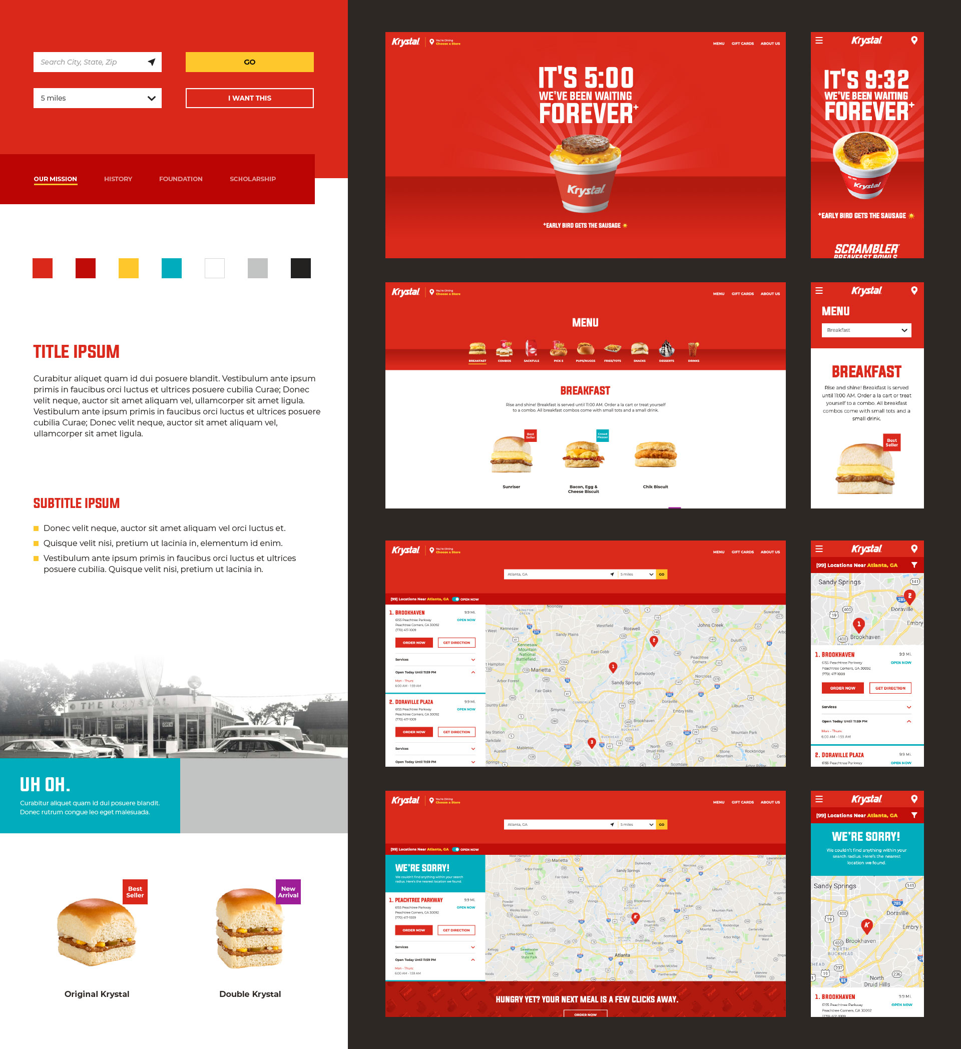 Website style guide and page level mockups.