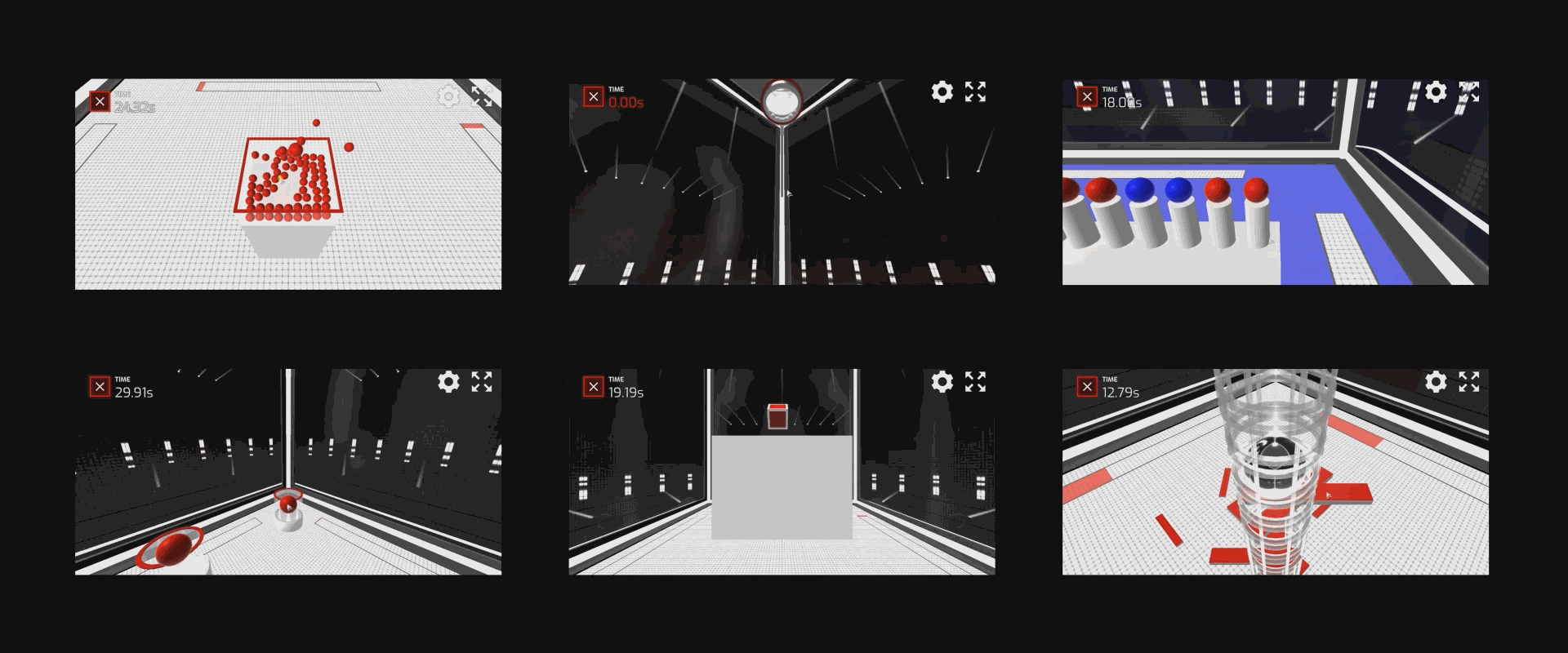 Six of The Cube game modes including Expulsion, Cascade, Selection, Multishot, Plummet and Bling Shot.